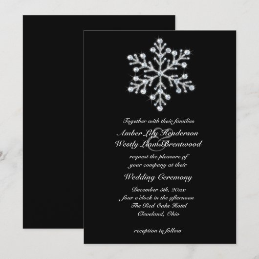 Winter Snowflake Wedding 2 Kaart (Voorkant / Achterkant)