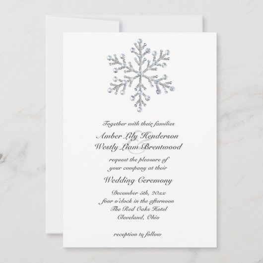 Winter Snowflake Wedding 2 Kaart (Voorkant)