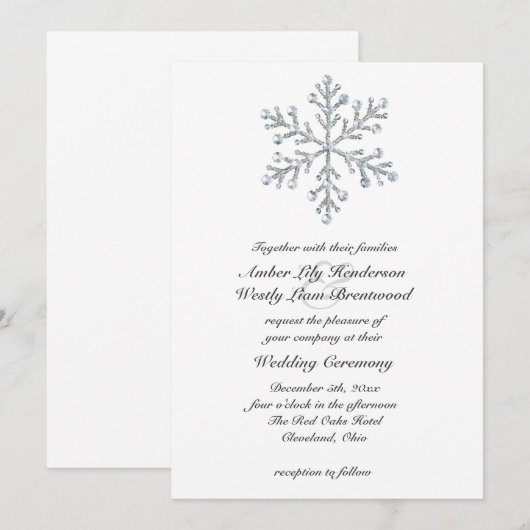 Winter Snowflake Wedding 2 Kaart (Voorkant / Achterkant)