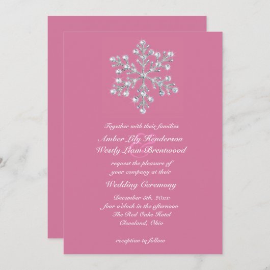 Winter Snowflake Wedding 2 Kaart (Voorkant / Achterkant)