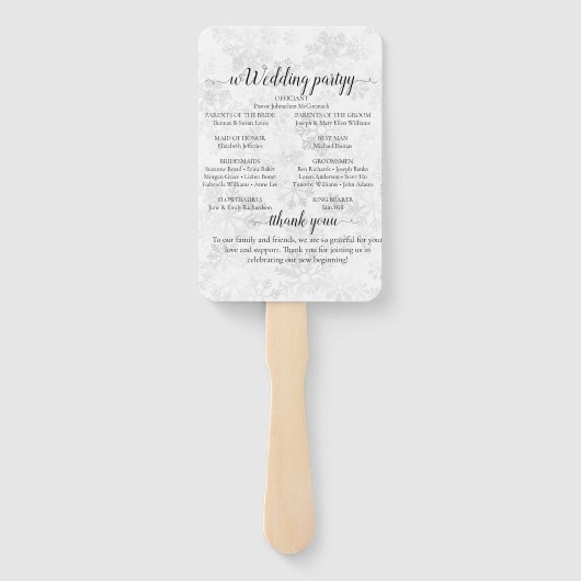 Winter Snowflake Wedding Handwaaier (Achterkant)