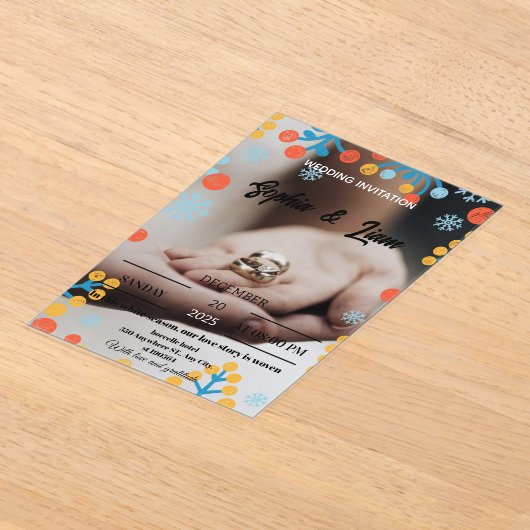 Winter Snowflake Wedding Invitation Acryl Uitnodigingen (Laagn)