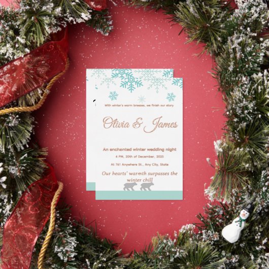 Winter Snowflake Wedding Invitation​ Folie Uitnodiging (Insitu)
