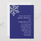 Winter Snowflake Wedding Invitation indidigo Kaart (Voorkant)