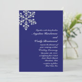 Winter Snowflake Wedding Invitation indidigo Kaart (Staand voorkant)