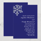 Winter Snowflake Wedding Invitation indidigo Kaart (Voorkant / Achterkant)
