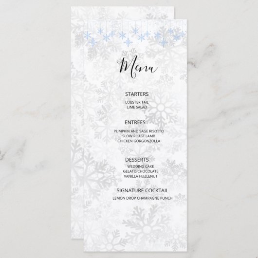 Winter Snowflake Wedding Menu (Voorkant / Achterkant)