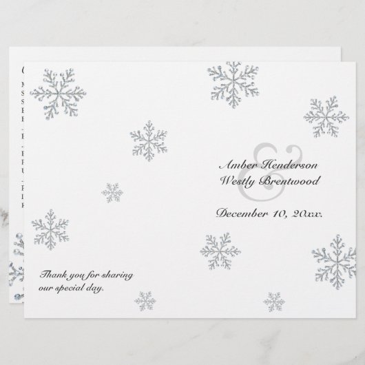 Winter Snowflake Wedding Programme (Voorkant / Achterkant)