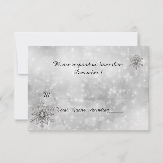 Winter Snowflake Wedding RSVP-kaart RSVP Kaartje (Voorkant)