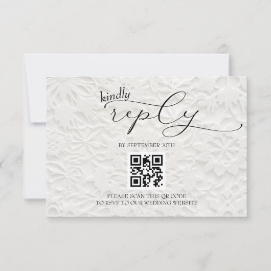 Winter Snowflake Wedding Simple QR RSVP Kaartje (Voorkant)