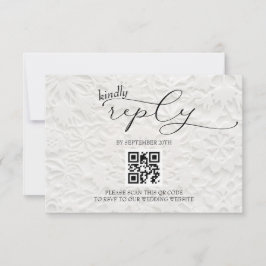 Winter Snowflake Wedding Simple QR RSVP Kaartje