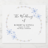 Winter Snowflake Wedding Sparkling Wijnetiket (Enkel label)