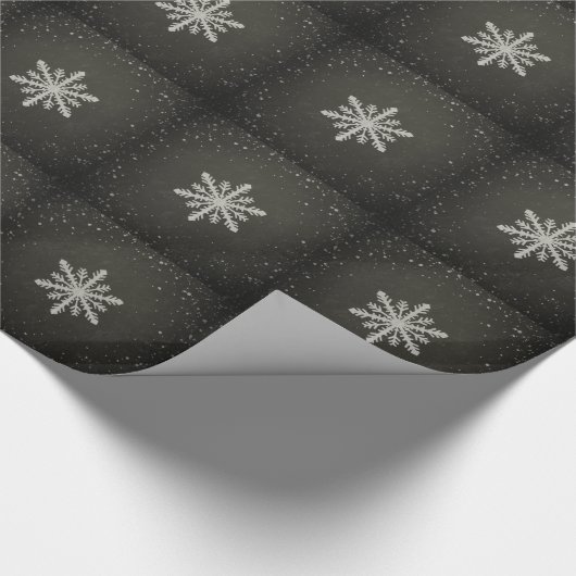 Winter Snowflake White Chalk Drawing Cadeaupapier (Hoek)