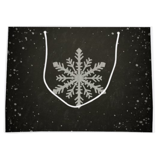 Winter Snowflake White Chalk Drawing Large Cadeautasje (Voorkant)
