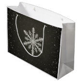 Winter Snowflake White Chalk Drawing Large Cadeautasje (Achterkant Gekanteld)