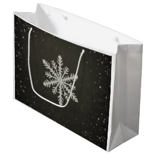 Winter Snowflake White Chalk Drawing Large Cadeautasje
