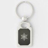Winter Snowflake White Chalk Drawing Sleutelhanger (Voorkant)