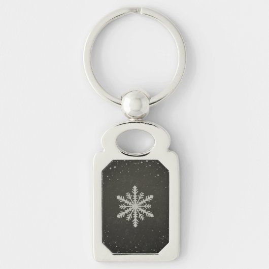 Winter Snowflake White Chalk Drawing Sleutelhanger (Voorkant)