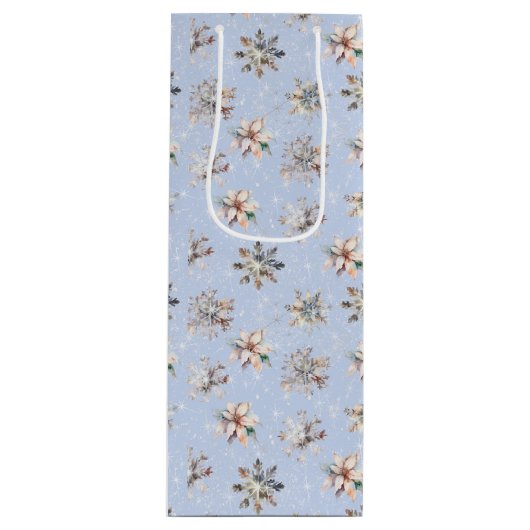 Winter Snowflakes and Sparkles Gift Bag Wijn Cadeautas (Voorkant)