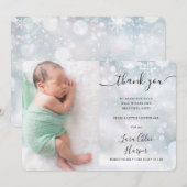 Winter Snowflakes Baby Foto: Dank je geboorte Aankondiging (Voorkant / Achterkant)