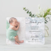 Winter Snowflakes Baby Foto: Dank je geboorte Aankondiging (Staand voorkant)