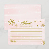 Winter Snowflakes Baby Girl Showadvieskaarten Kaart (Voorkant / Achterkant)