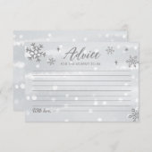 Winter Snowflakes Baby Gray Shower Advice Kards Kaart (Voorkant / Achterkant)