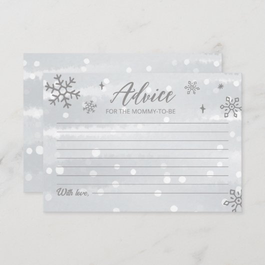 Winter Snowflakes Baby Gray Shower Advice Kards Kaart (Voorkant / Achterkant)