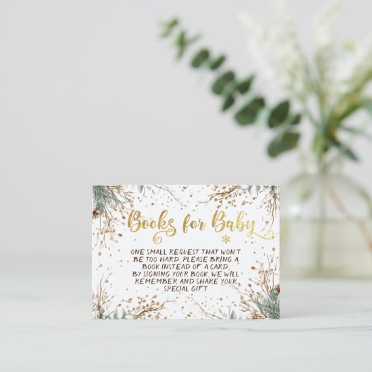 Winter Snowflakes Baby shower Boeken voor Baby Informatiekaartje (Staand voorkant)