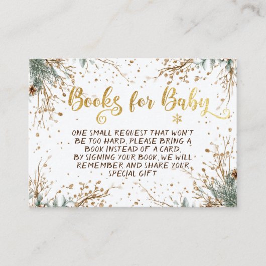 Winter Snowflakes Baby shower Boeken voor Baby Informatiekaartje (Voorkant)