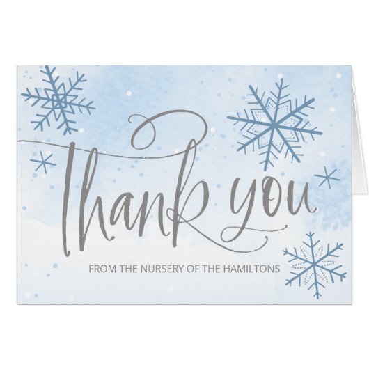 Winter Snowflakes Baby shower Hartelijk dank (Voorkant Horizontaal)