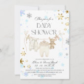 Winter Snowflakes Baby Shower Invitation Kaart (Voorkant)