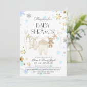 Winter Snowflakes Baby Shower Invitation Kaart (Staand voorkant)