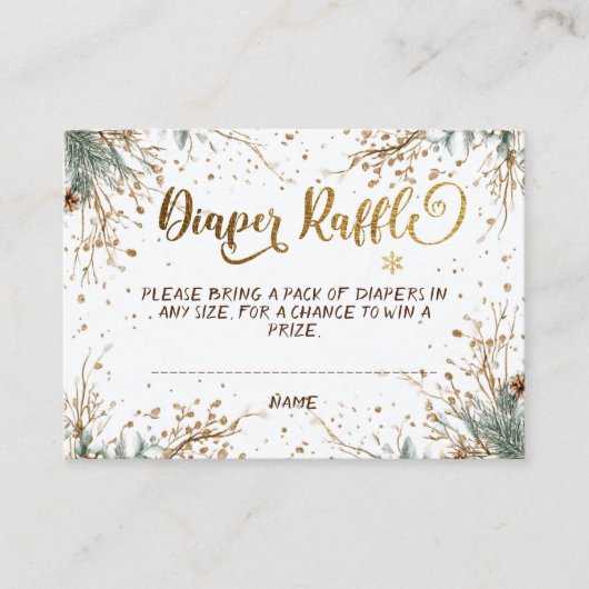 Winter Snowflakes Baby shower Luier Raffle Informatiekaartje (Voorkant)