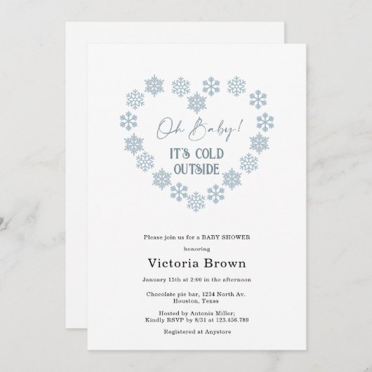 Winter Snowflakes Baby shower uitnodiging (Voorkant / Achterkant)