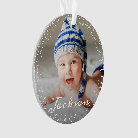 Winter Snowflakes Baby's eerste kerstfoto Ornament (voorkant)