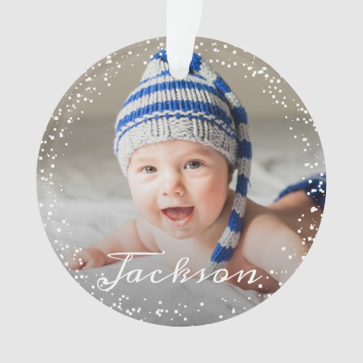 Winter Snowflakes Baby's eerste kerstfoto Ornament (voorkant)