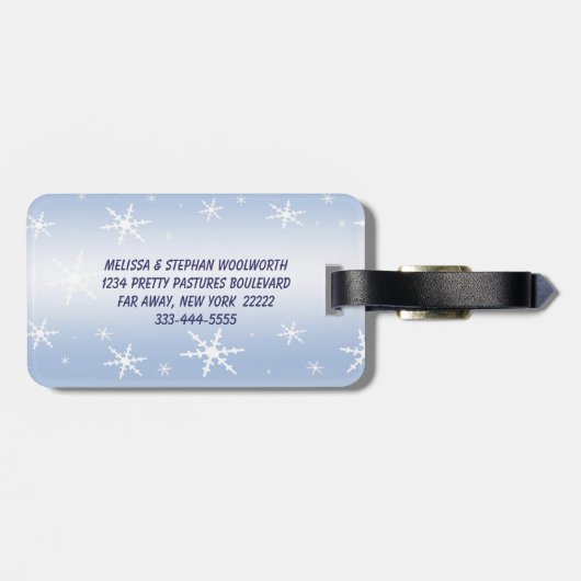 Winter Snowflakes Bagagelabel (Achterkant horizontaal)