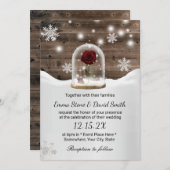 Winter Snowflakes Beauty Roos Dome Wedding Kaart (Voorkant / Achterkant)