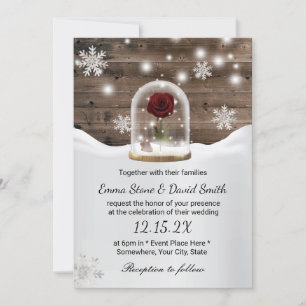 Winter Snowflakes Beauty Roos Dome Wedding Kaart