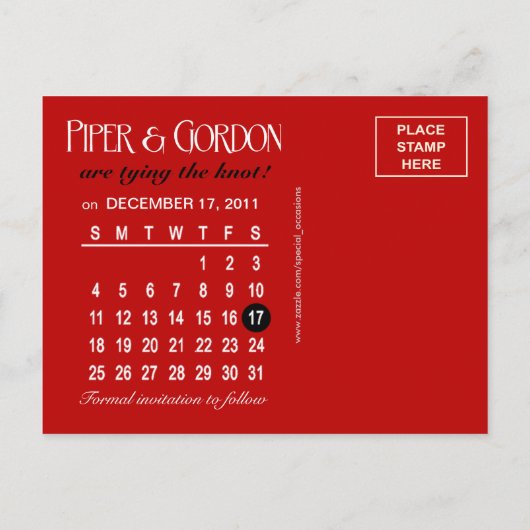 Winter Snowflakes Bewaar de datum (rood) Foto Aankondigingskaart (Achterkant)