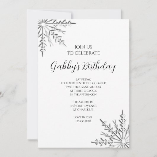 Winter Snowflakes Birthday Kaart (Voorkant)