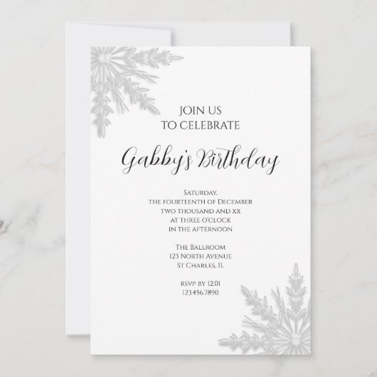 Winter Snowflakes Birthday Kaart (Voorkant)