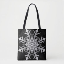 Winter Snowflakes Black All-Over-Print Tas