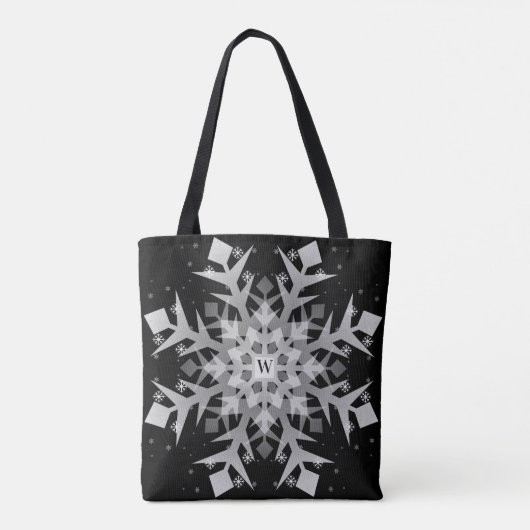 Winter Snowflakes Black All-Over-Print Tas (Achterkant)