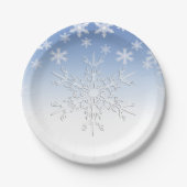 Winter Snowflakes Blue 7" Papieren Bordje (Voorkant)