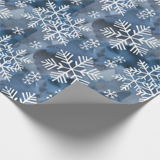 Winter Snowflakes Blue Cadeaupapier (Hoek)