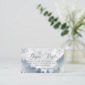 Winter Snowflakes Blue Diaper Raffle Ticket Enclos Informatiekaartje (Staand voorkant)