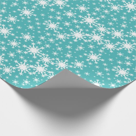 Winter Snowflakes Blue en White Holiday Cadeaupapier (Hoek)