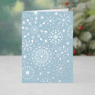 Winter Snowflakes Blue Folie Feestdagenkaart